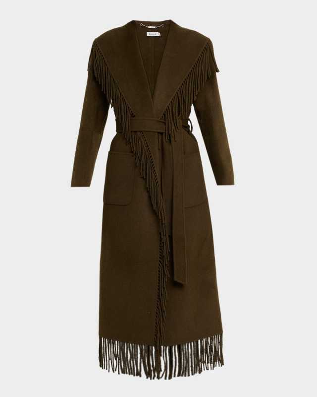 Carrie Fringe Wool Long Coat